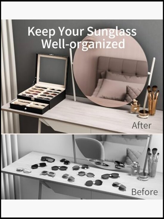 20 Slots Large Sunglass Organizer Box for Eyeglass Storage PU Leather Display main image 5